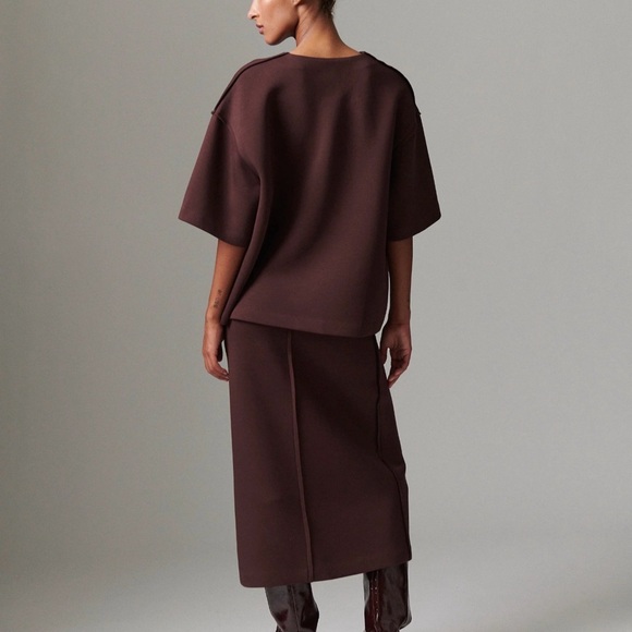 DAY BIRGER ET MIKKELSEN Amalie Scuba Top Chocolate Plum Brown size S - Picture 2 of 5